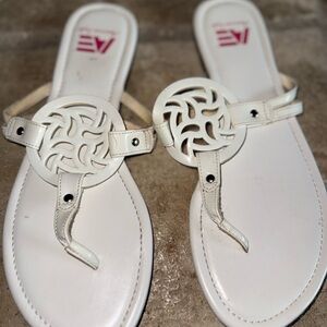 American Eagle Outfitters White Sandals with Medallion Detail